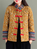 Women's Bright Ethnic Print Winter Cotton Coats