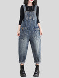 Women's Retro Large Size Jumpsuits Loose Casual Denim Overalls
