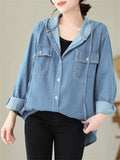 Women's Trendy Blue Denim Hooded Oversized Jacket