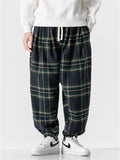 Men's Contrast Color Plaid Stylish Woolen Pants