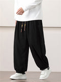 Loose Fit Braided Drawstring Corduroy Pants for Men