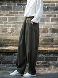 Women's Zen Style Warm Plush Lined Linen Long Pants for Winter