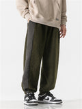 Men's Oversized Contrasting Color Ankle-tied Lamb Wool Pants