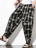 Men's Vintage Casual Wide Leg Plaid Pants