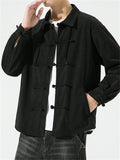 Men's Macaron Color Tassel Button Autumn Lapel Corduroy Shirt