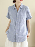 Women's Button Up Striped Skin-friendly Comfy Shirt