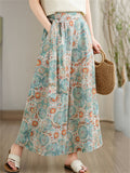 Women's Bohemian Print Waist Strap Super Loose Wide Leg Pants