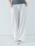 Women's Spring Summer Plain Cotton Linen Straight-Leg Pants