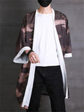 Men's Ancient Style Cloud Crane Print Summer Cardigan Shirt