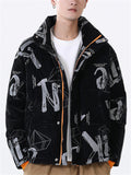 Men's Stylish Letter Print Warm White Duck Down Coat