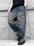 Women's Retro Raw Edge Line Oversized Harem Pants