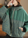 Vintage Hooded Printed Cotton Coats for Ladies