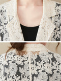 Women's Elegant Floral Lace Hollow Out Lapel Blazer