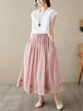 Female Simple Thin Lace Double Layered Lined Skirt