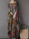 Women's Mountain View Printed Oriental Style Pullover Dress