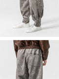 Men's Chinese Style Jacquard Winter Thickened Tapered Pants