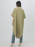 Summer V-Neck Super Loose Long Cotton Shirt for Women