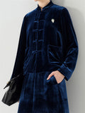 Women's Luxury Retro Stand Collar Knot Button Long Sleeve Jacket