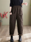 Women's Elastic Waist Comfy Warm Cotton Pants for Winter