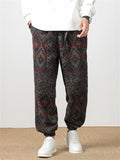 Men's Cozy Ethnic Style Jacquard Ankle-tied Woolen Pants