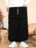 Men's Ethnic Braided Drawstring Baggy Corduroy Pants