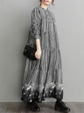 Women's French Style Stripe Zebra Print Long Dress