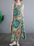 Ethnic Circle Print Cozy Holiday Tank Dress for Women