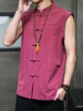 Comfortable Zen Cotton Linen Sleeveless Vest for Men