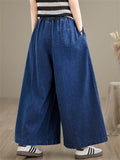 Ladies Floral Embroidered Semi-Circular Patch Elastic Waist Jeans