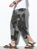 Men's Contrast Color Plaid Casual Loose Harem Pants