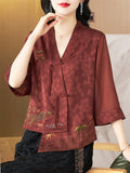 Women's Summer Ancient Style Embroidery Irregular Hem Shirt