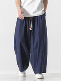 Men's Spring Casual Solid Color Drawstring Straight-Leg Pants