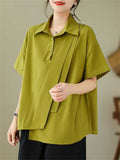 Irregular Patchwork Hem Lapel Shirts for Women