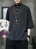 Men's Summer Ice Silk Comfortable Tang Suit T-shirt