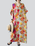 Colorful Dots Printed Women's Loose V-Neck Beach Dresses