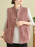 Women's Autumn Cosy Corduroy Vest Jacket with Pocket