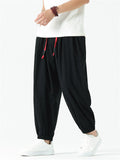 Men's Loose Cozy Red Drawstring Casual Harem Pants