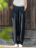 Women's Zen Style Warm Plush Lined Linen Long Pants for Winter