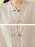 Chinese Style Knot Button Pure Cotton Kungfu Shirt for Women