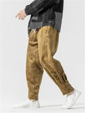 Men's Chinese Style Jacquard Winter Thickened Tapered Pants