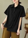 Irregular Patchwork Hem Lapel Shirts for Women