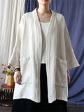 Female Plain Patch Pockets Oversized Cardigan Jacket