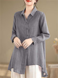 Women's Irregular Turndown Collar Button Up  Shirts