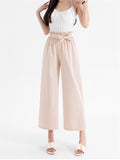 Summer Breathable Chiffon Female Lace Up Straight-Leg Pants