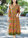 Spring Flower Print Hooded Long Dress for Women