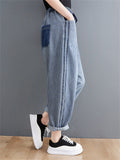 Stylish Vertical Stripe Light Blue Jeans for Women