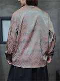 Men's River Cliff Waves Jacquard Chinese Style Shirts