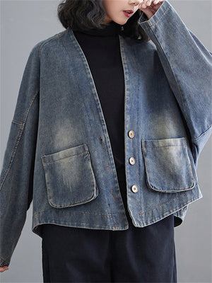 Women's Fashion Vintage Distressed Short Denim Jackets