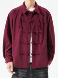 Men's Macaron Color Tassel Button Autumn Lapel Corduroy Shirt