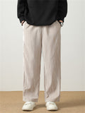 Men's Simple Vertical Lines Velvet Straight-Leg Pants